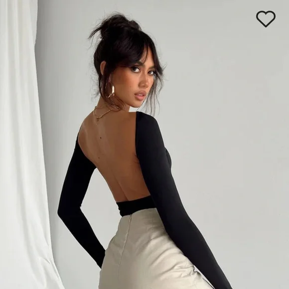 Princess Polly GATEWOOD LONG SLEEVE BODYSUIT BLACK size 12 - Picture 1 of 6